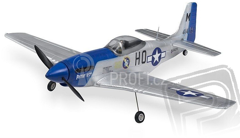 RC letadlo P-51 Mustang (Baby WB)  - mód 1 stříbrný