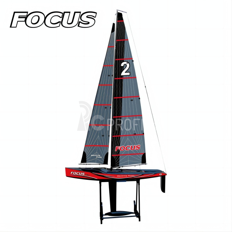 RC loď Focus V3 RTR plachetnice, červená