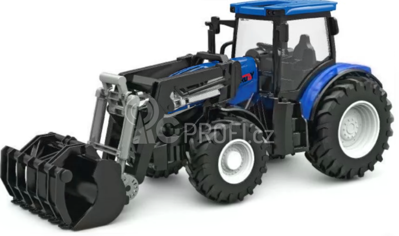 RC kovový traktor Korody s čelním nakladačem 8kolový 1:24, modrý