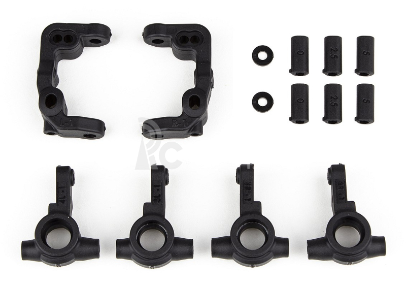 RC10B6.4 -1mm plastové náboje kol a přední držáky nábojů řízení