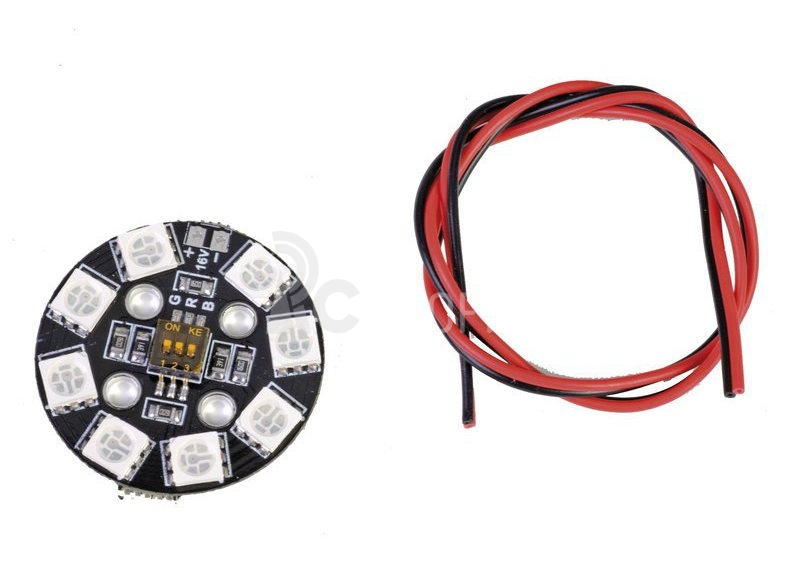 RGB LED PCB kulatý 4S 16V s DIP-přepínači