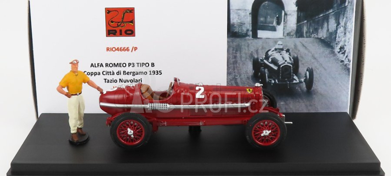Rio-models Alfa romeo P3 Tipo B N 2 Winner Coppa Citta Di Bergamo 1935 Tazio Nuvolari 1:43 Red