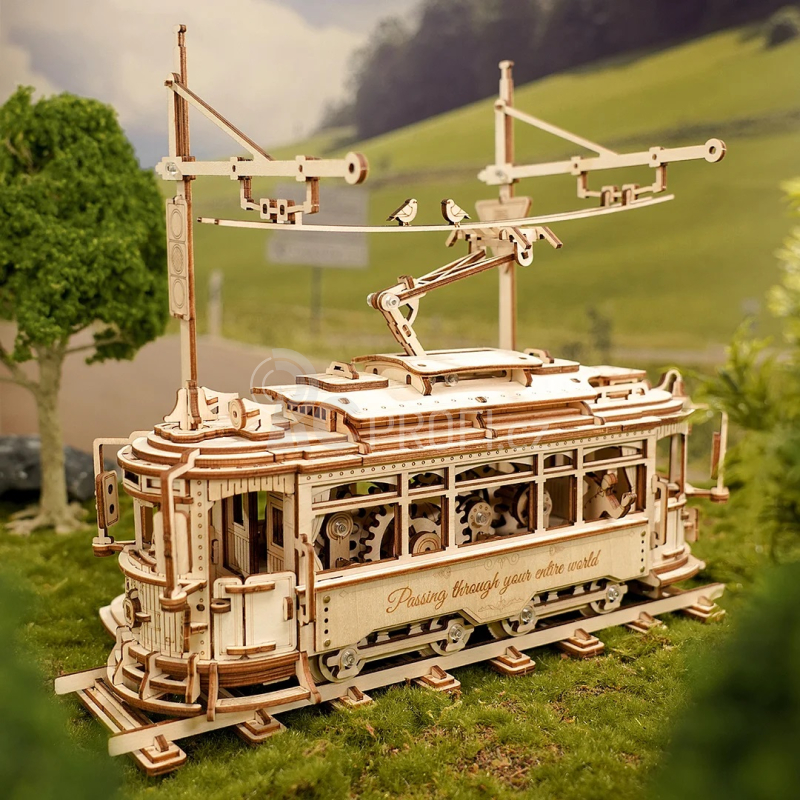 RoboTime 3D dřevěné mechanické puzzle Tramvaj