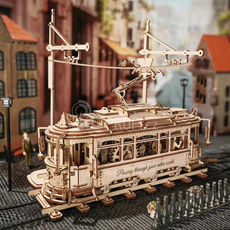 RoboTime 3D dřevěné mechanické puzzle Tramvaj