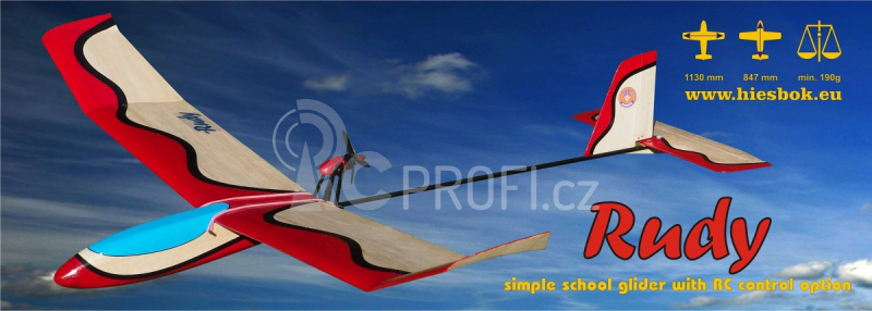 RUDY - školní RC kluzák rozp. 1130mm Hiesb.