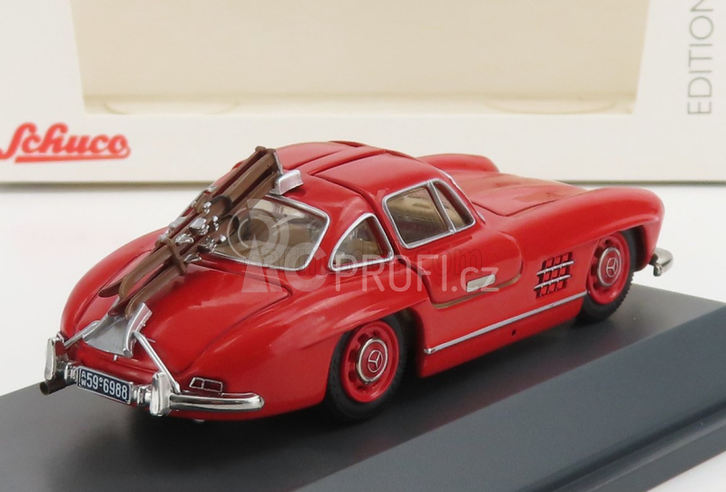 Schuco Mercedes benz 300sl Coupe Gullwing (w198) 1954 - Con Sci - With Figure And Ski 1:43 Red