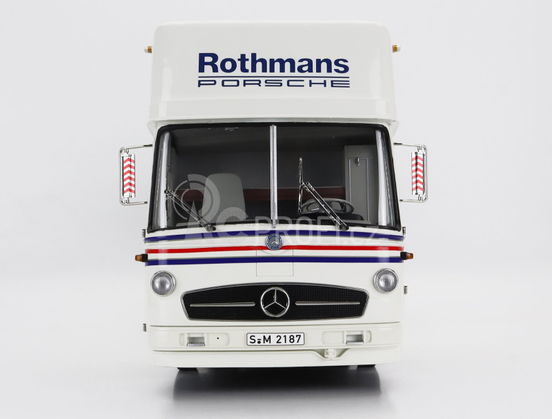 Schuco Mercedes benz O317 Truck Car Transporter Porsche Rothmans 1984 1:18 Bílá Modrá