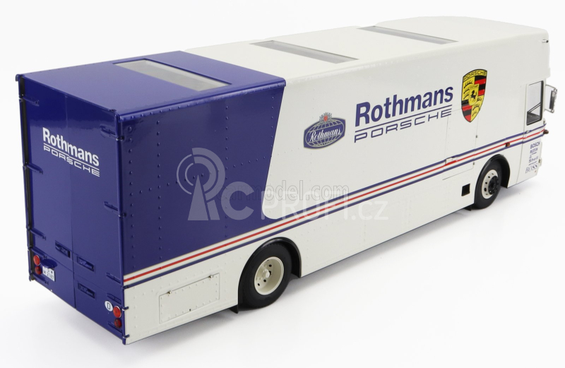 Schuco Mercedes benz O317 Truck Car Transporter Porsche Rothmans 1984 1:18 Bílá Modrá