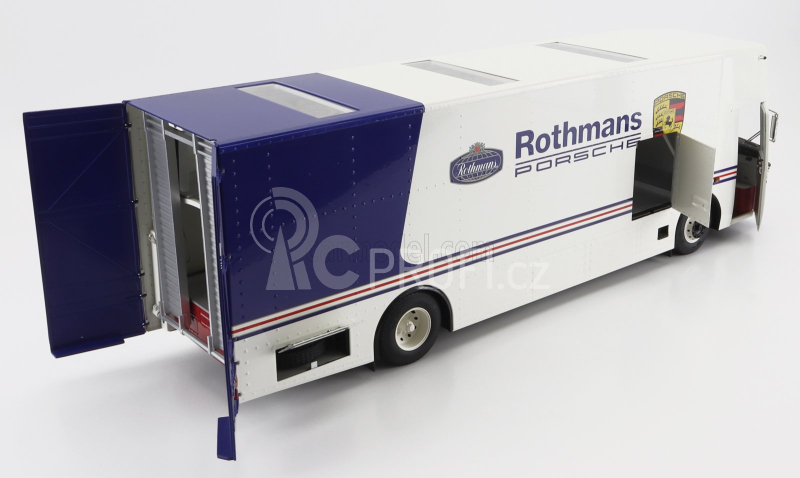 Schuco Mercedes benz O317 Truck Car Transporter Porsche Rothmans 1984 1:18 Bílá Modrá