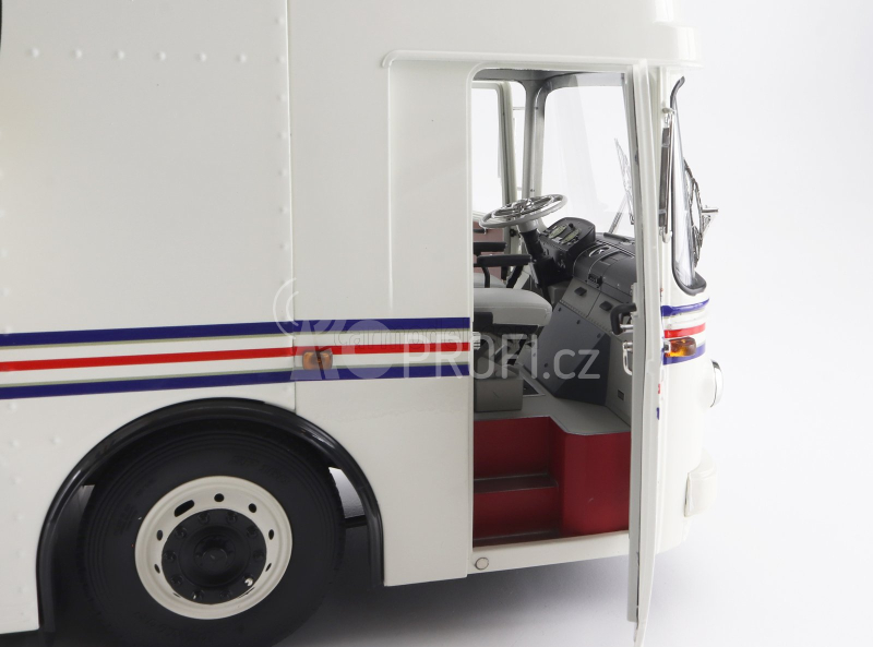 Schuco Mercedes benz O317 Truck Car Transporter Porsche Rothmans 1984 1:18 Bílá Modrá