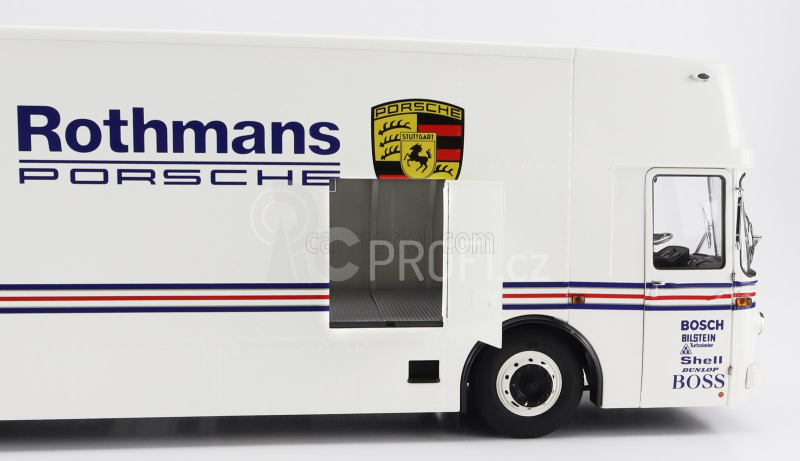 Schuco Mercedes benz O317 Truck Car Transporter Porsche Rothmans 1984 1:18 Bílá Modrá