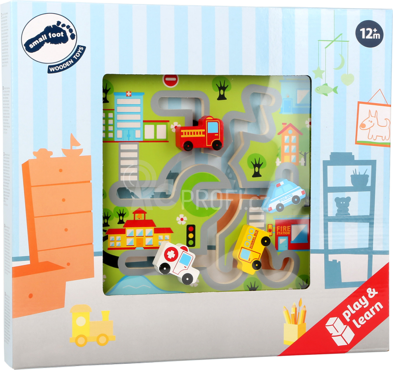 Small Foot Dřevěné posuvné puzzle Město