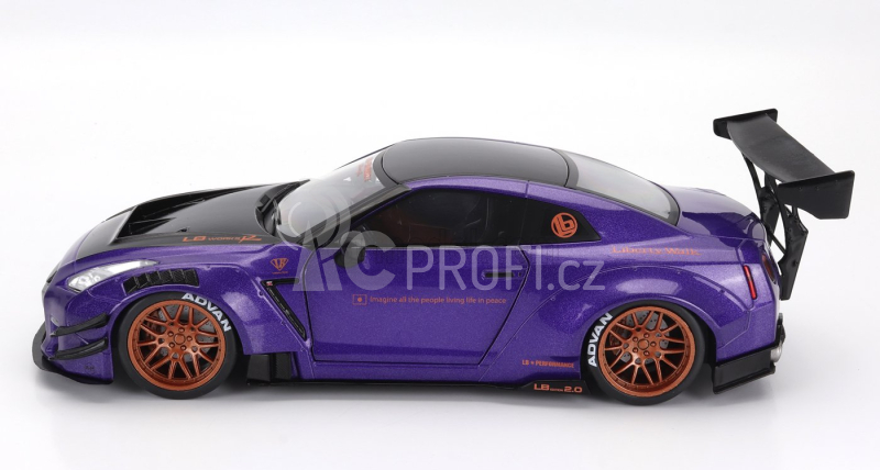 Solido Nissan Gt-r (r35) Liberty Walk Body Kit 2.0 Coupe 2022 1:18 Purple