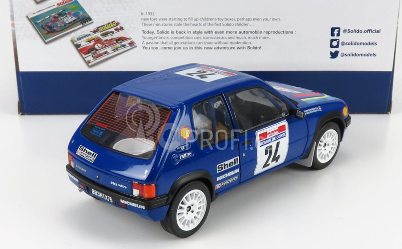 Solido Peugeot 205 N 24 Rally Tour De Corse 1990 R.bourcier - B.frangin 1:18 Blue
