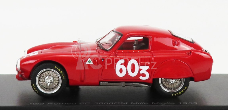Spark-model Alfa romeo 6c 3000cm N 603 Mille Miglia 1953 K.kling - H.klenk 1:43 Red