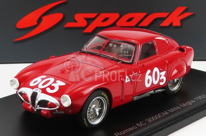 Spark-model Alfa romeo 6c 3000cm N 603 Mille Miglia 1953 K.kling - H.klenk 1:43 Red