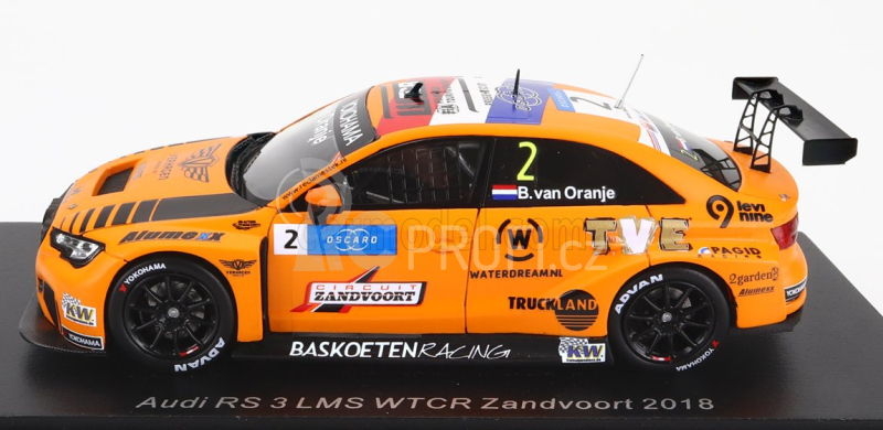 Spark-model Audi A3 Rs3 Lms N 2 Wtcr Zandvoort 2018 Prince Bernhard Van Oranje 1:43 Orange