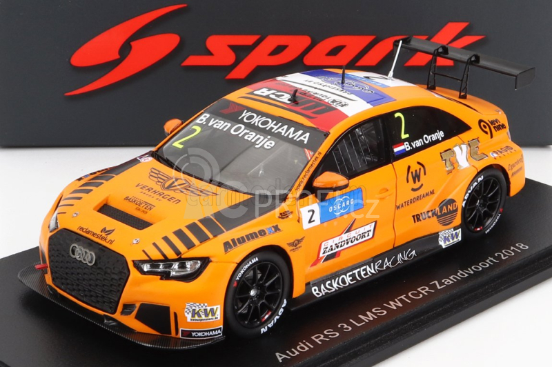 Spark-model Audi A3 Rs3 Lms N 2 Wtcr Zandvoort 2018 Prince Bernhard Van Oranje 1:43 Orange