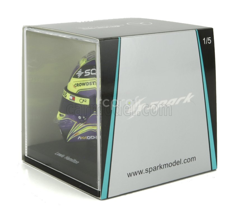 Spark-model Bell helmet Casco Helmet F1 Lewis Hamilton Team Mercedes Amg Petronas Motorsport Formula One N 44 Winner British Gp 2024 1:5 Fialově Žlutá