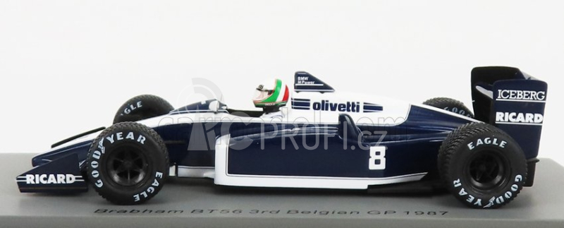 Spark-model Brabham F1  Bt56 N 8 3rd Belgium Gp 1987 A.de Cesaris 1:43 Modrá Bílá