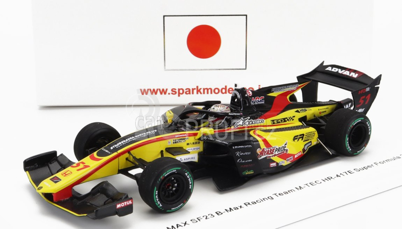Spark-model Dallara Sf23 Honda M-tec Hr-417e Team B-max Racing N 51 Super Formula Season 2023 Raoul Hyman 1:43 Žlutá Červená Černá