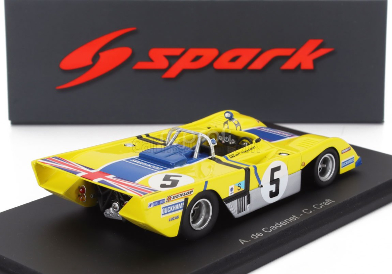Spark-model Duckhams Lm72 3.0l V8 Team Duckhams Oil Motor Racing N 5 24h Le Mans 1973 Alain De Cadenet - Chris Craft 1:43 Žlutá Modrá