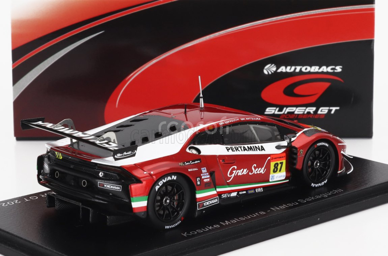 Spark-model Lamborghini Gran Seed Lamborghini Gt3 N 87 Team Jloc Gt300 Super Gt 2021 Kosuke Matsuura - Natsu Sakaguchi 1:43 Červená Bílá