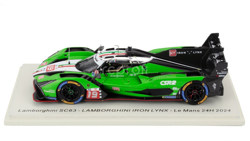Spark-model Lamborghini Sc63 3.8l V8 Turbo Team Lamborghini Iron Lynx N 19 24h Le Mans 2024 Romain Grosjean - Matteo Cairoli - Andrea Caldarelli 1:43 Zelená Bílá Černá
