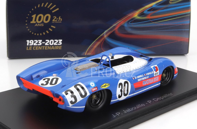 Spark-model Matra simca Ms650 Team Equipe Matra Elf N 30 24h Le Mans 1970 J.p.jabouille - P.depailler 1:43 Modrá Bílá