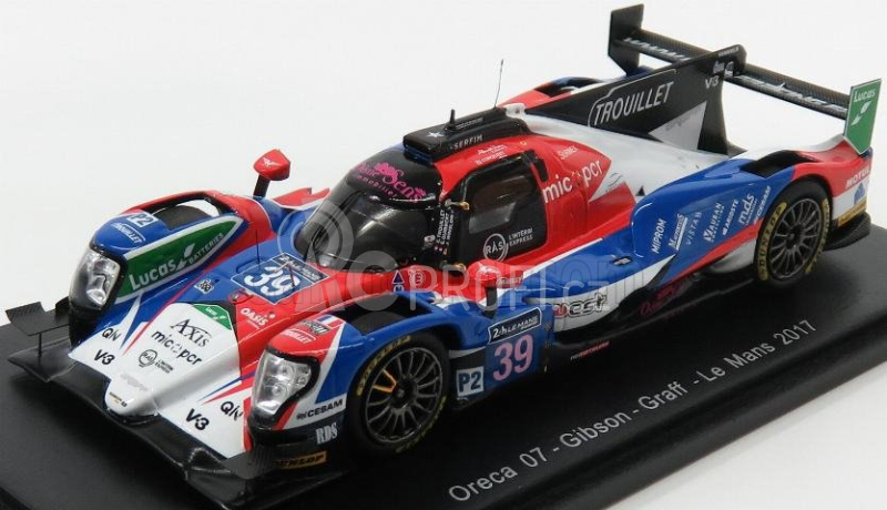 Spark-model Oreca 07 Gibson Team Graff Racing N 39 43th 24h Le Mans 2017 18th Lmp2 E.guibbert - E.trouillet - J.winslow 1:43 Červená Modrá Bílá