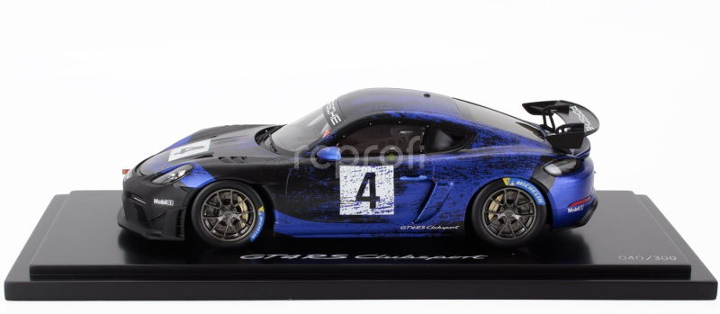 Spark-model Porsche 718 (982) Cayman Gt4 Rs N 4 Clubsport 2023 - Con Vetrina - With Showcase 1:18 Modrá Černá
