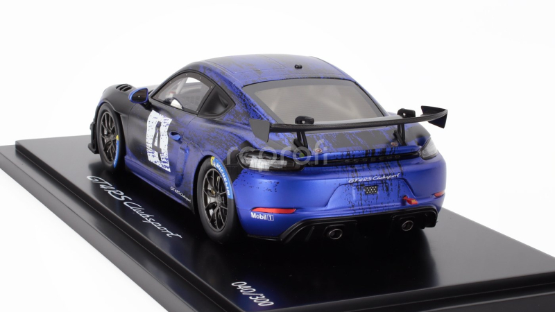 Spark-model Porsche 718 (982) Cayman Gt4 Rs N 4 Clubsport 2023 - Con Vetrina - With Showcase 1:18 Modrá Černá
