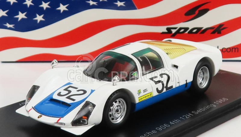 Spark-model Porsche 906 N 52 12h Sebring 1966 H.herrmann - J.buzzetta - G.mitter 1:43 Bílá Světle Modrá
