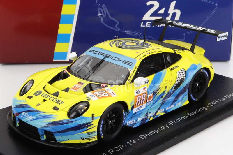 Spark-model Porsche 911 991 Rsr-19 4.2l Team Dempsey Proton Racing N 88 24h Le Mans 2022 F.poordad - M.root - J.heylen 1:43 Žlutá Světle Modrá