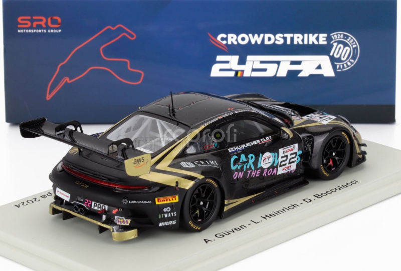 Spark-model Porsche 911 992 Gt3 R 4.2l Team Schumacher Clrt N 22 24h Spa 2024 Ayhancan Guven - Laurin Heinrich - Dorian Boccolacci 1:43 Černé Zlato