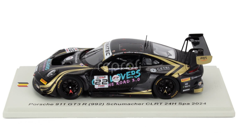 Spark-model Porsche 911 992 Gt3 R 4.2l Team Schumacher Clrt N 22 24h Spa 2024 Ayhancan Guven - Laurin Heinrich - Dorian Boccolacci 1:43 Černé Zlato