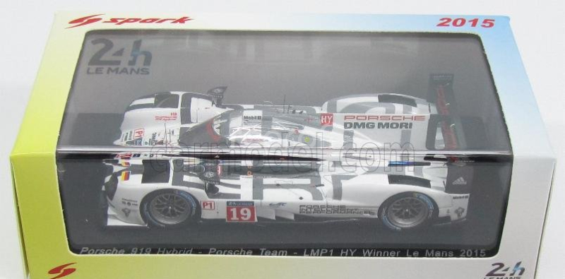 Spark-model Porsche 919 Hybrid 2.0l Turbo V4 Team Porsche N 19 Winner 24h Le Mans 2015 Earl Bamber - Nick Tandy - Nico Hulkenberg 1:43 Bílá