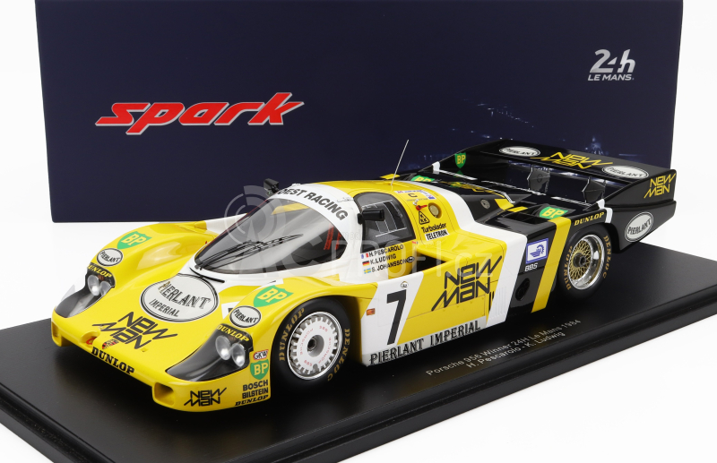 Spark-model Porsche 956l Turbo Team Newman Joest Racing N 7 Winner 24h Le Mans 1984 K.ludwig - H.pescarolo - S.johansson - Con Vetrina - With Showcase 1:18 Žlutá Černá