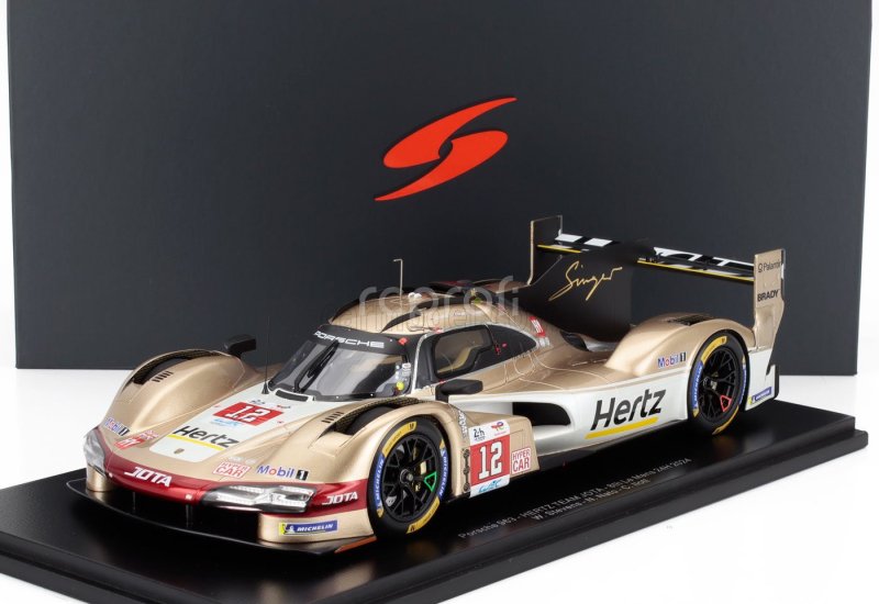 Spark-model Porsche 963 9rd 4.6l Turbo V8 Team Hertz Jota N 12 24h Le Mans 2024 Will Stevens - Norman Nato - Callum Ilott 1:18 Bílé Zlato