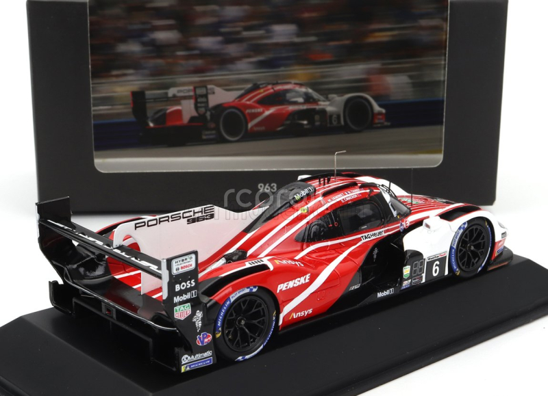 Spark-model Porsche 963 9rd 4.6l Turbo V8 Team Porsche Penske Motorsports N 6 24h Daytona 2023 Dane Cameron - Mathieu Jaminet - Nick Tandy 1:43 Červená Bílá Černá