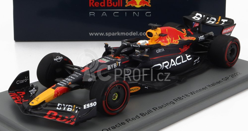Spark-model Red bull F1  Rb18 Team Oracle Red Bull Racing N 1 Winner Monza Italy Gp World Champion 2022 Max Verstappen 1:43 Matná Modrá Žlutá Červená