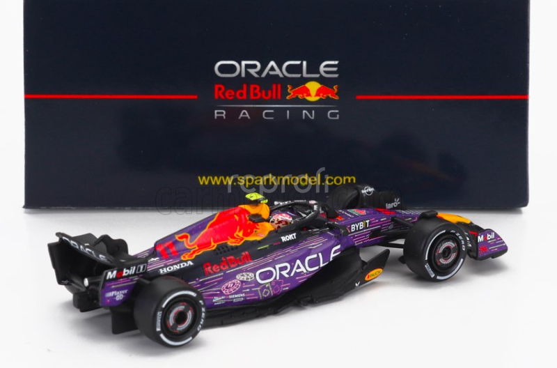 Spark-model Red bull F1  Rb19 Team Oracle Red Bull Racing N 11 3rd Las Vegas Usa Gp 2023 Sergio Perez 1:64 Fialová Žlutá Červená