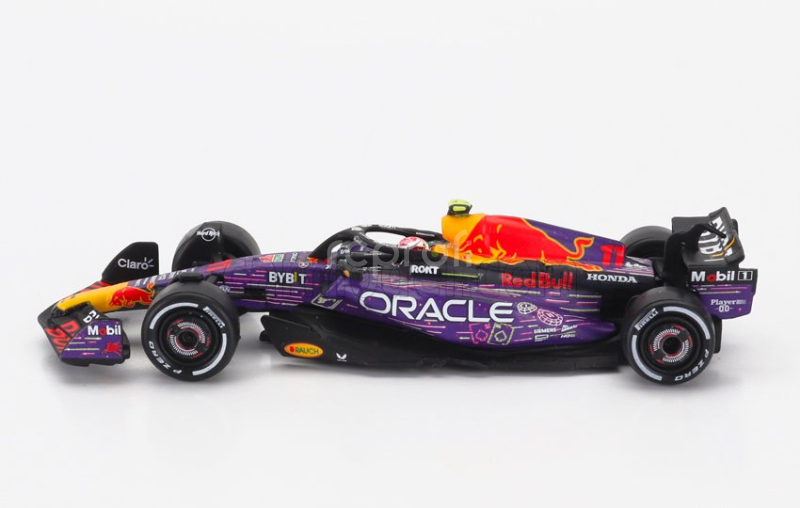 Spark-model Red bull F1  Rb19 Team Oracle Red Bull Racing N 11 3rd Las Vegas Usa Gp 2023 Sergio Perez 1:64 Fialová Žlutá Červená