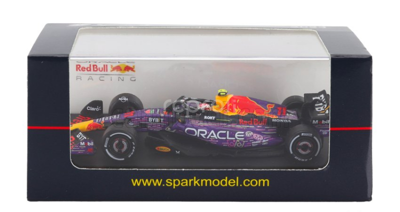Spark-model Red bull F1  Rb19 Team Oracle Red Bull Racing N 11 3rd Las Vegas Usa Gp 2023 Sergio Perez 1:64 Fialová Žlutá Červená