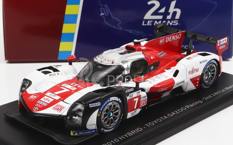 Spark-model Toyota Gr010 3.5l Turbo Hybrid V6 Team Toyota Gazoo Racing N 7 2nd 24h Le Mans 2022 M.conway - K.kobayashi - J.m.lopez 1:43 Bílá Červená Šedá