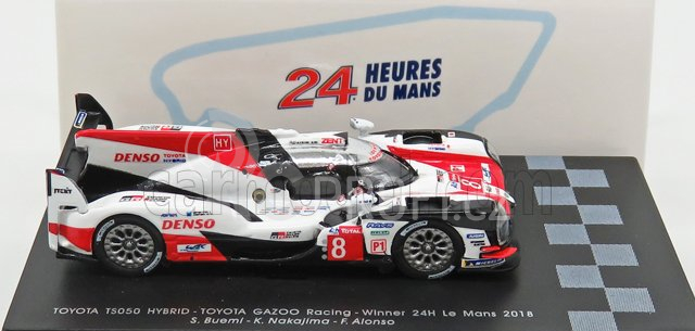 Spark-model Toyota Ts050 Hybrid 2.4l Turbo V6 Team Toyota Gazoo Racing N 8 Winner 24h Le Mans 2018 F.alonso - S.buemi - K.nakajima 1:87 Bílá Červená Černá
