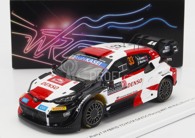Spark-model Toyota Yaris Gr Hybrid Rally1 Team Toyota Gazoo Racing Wrt N 33 4th Rally Montecarlo 2023 E.evans - S.martin 1:43 Bílá Červená Černá