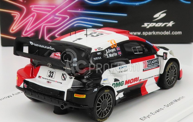 Spark-model Toyota Yaris Gr Rally1 Team Toyota Gazoo Racing Wrt N 33 Rally Montecarlo 2022 E.evans - S.martin 1:43 Bílá Červená Černá