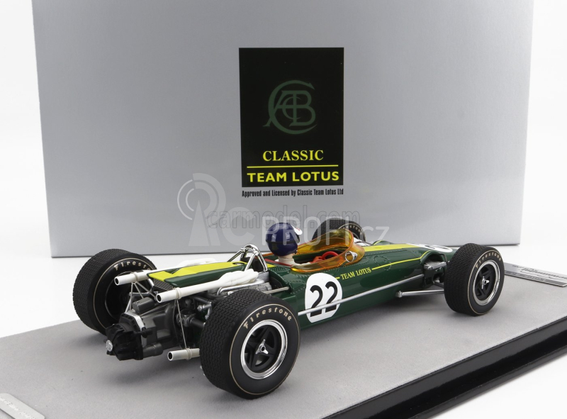 Tecnomodel Lotus F1  43 Team Lotus N 22 Monza Italy Gp (with Pilot Figure) 1966 Jim Clark 1:18 Britská Závodní Zelená Žlutá