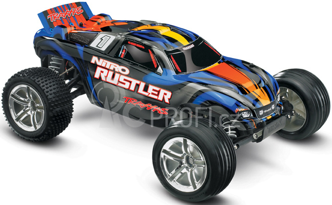 RC auto Traxxas Nitro Rustler 1:10 TQi RTR, modrá